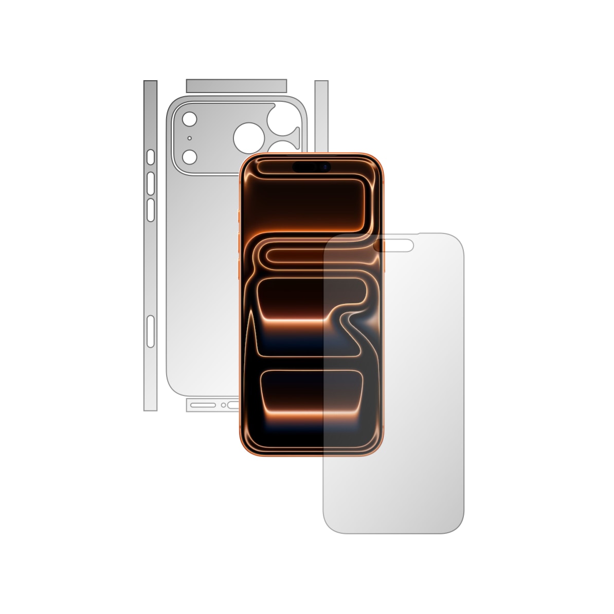 Folie Full Body iSkinz Mata pentru Apple iPhone 17 Pro Max - Split Cut, Matte, Siliconica pentru Ecran si Carcasa Spate, Skin Adeziv Transparent