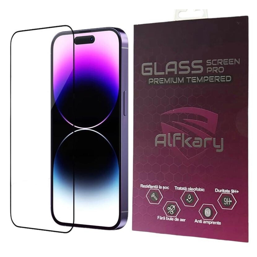 Folie Protectie Sticla Securizata Alfkary compatibila iPhone 16 Plus, Full Glue, Ultra HD