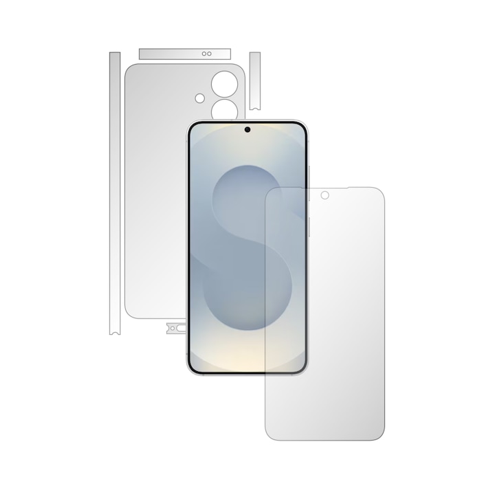 Folie de Protectie Full-Body Folie24, pentru Samsung Galaxy S25, 1 Set Mate cu Acoperire Simple, Ecran + Spate, Adezive, Flexibile cu Auto Regenerare