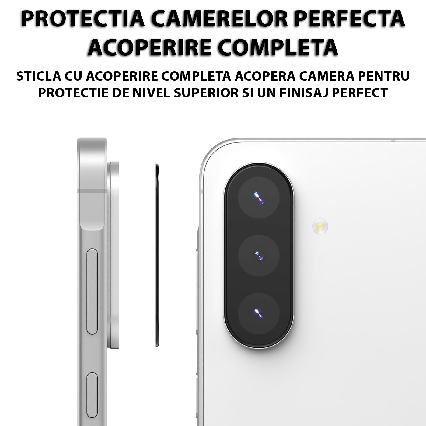 Folie Camera Daden din sticla pentru Samsung Galaxy S25 FE, Full Cover, Protectie Profesionala, Ultra Rezistenta, Calitate Premium, Negru