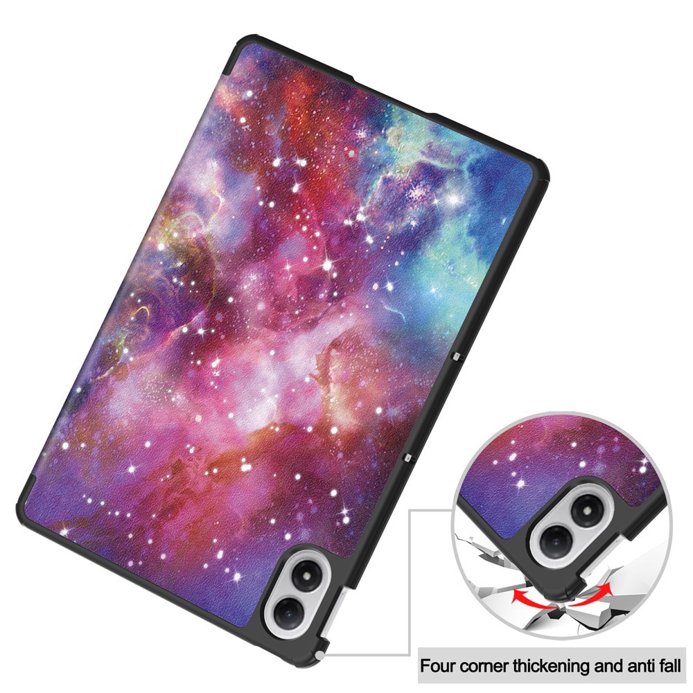 Husa tableta pentru Xiaomi Redmi Pad 2 Pro, SKYDDAR INNOVATION, cu suport Multi-Unghi si functie Sleep/Wake, FoldPro, Galaxy, set cu sticker