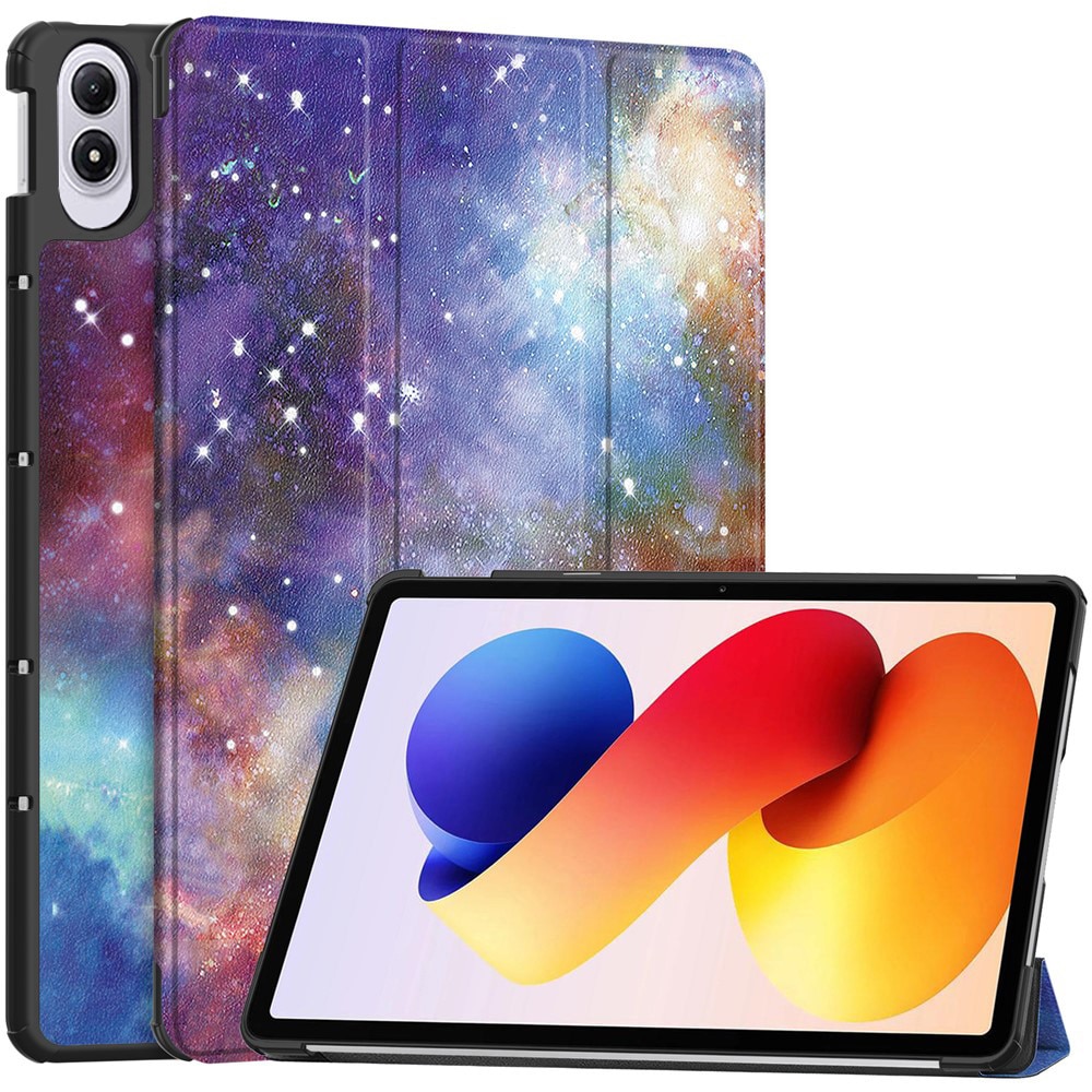 Husa tableta pentru Xiaomi Redmi Pad 2 Pro, SKYDDAR INNOVATION, cu suport Multi-Unghi si functie Sleep/Wake, FoldPro, Galaxy, set cu sticker