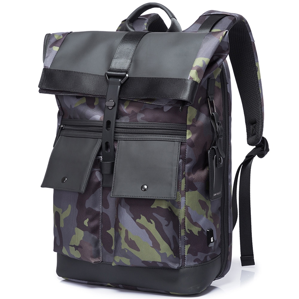 Rucsac laptop 15.6 inch, pentru calatorii, rezistent la apa, compartiment tableta, eticheta date de contact BANGE, BG-G65MY, Army
