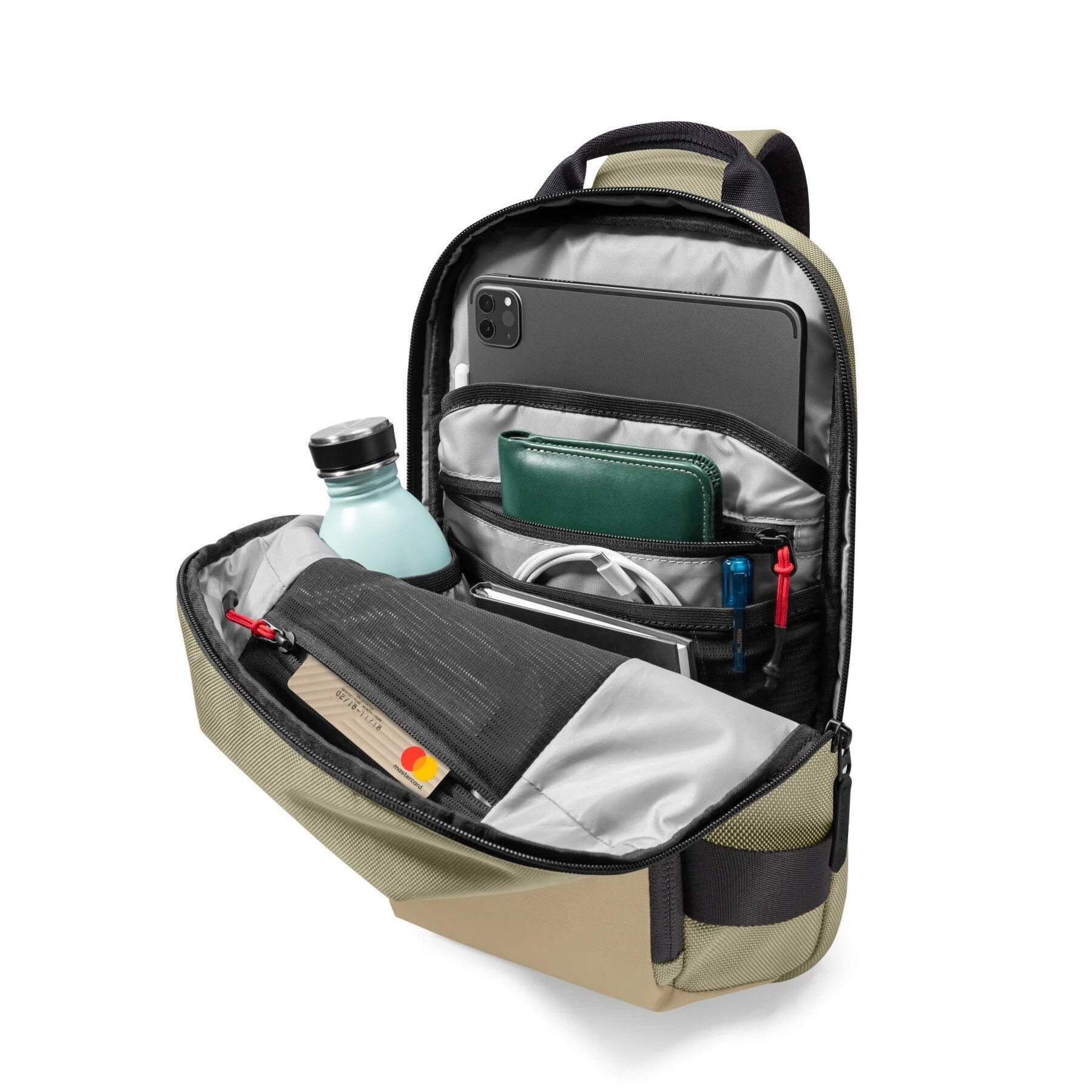 Rucsac geanta de umar Tomtoc Navigator-T24 Sling Bag M, Spatiu pentru laptop si accesorii, Khaki