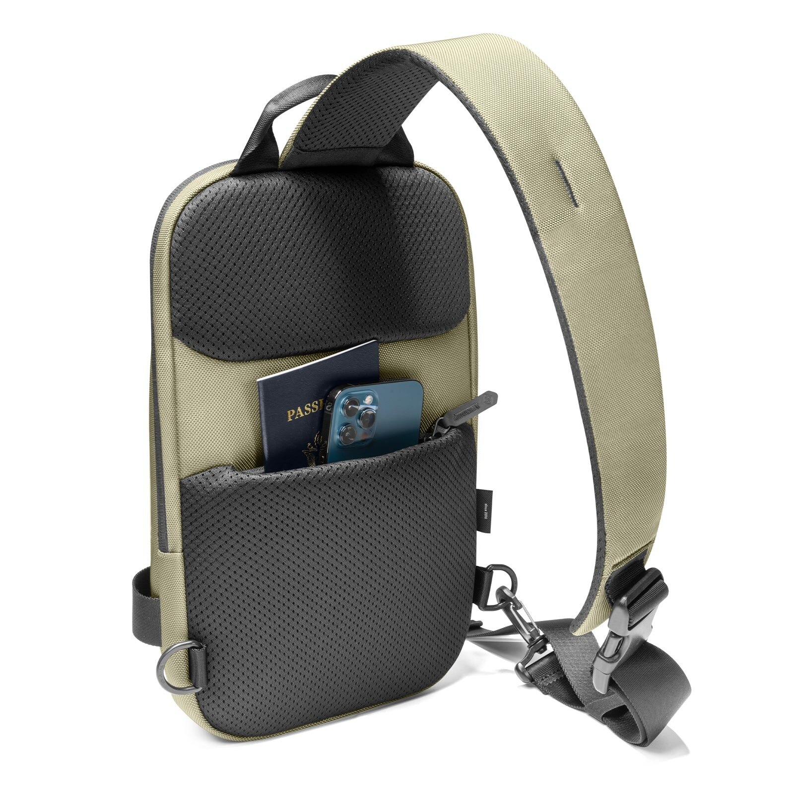 Rucsac geanta de umar Tomtoc Navigator-T24 Sling Bag M, Spatiu pentru laptop si accesorii, Khaki