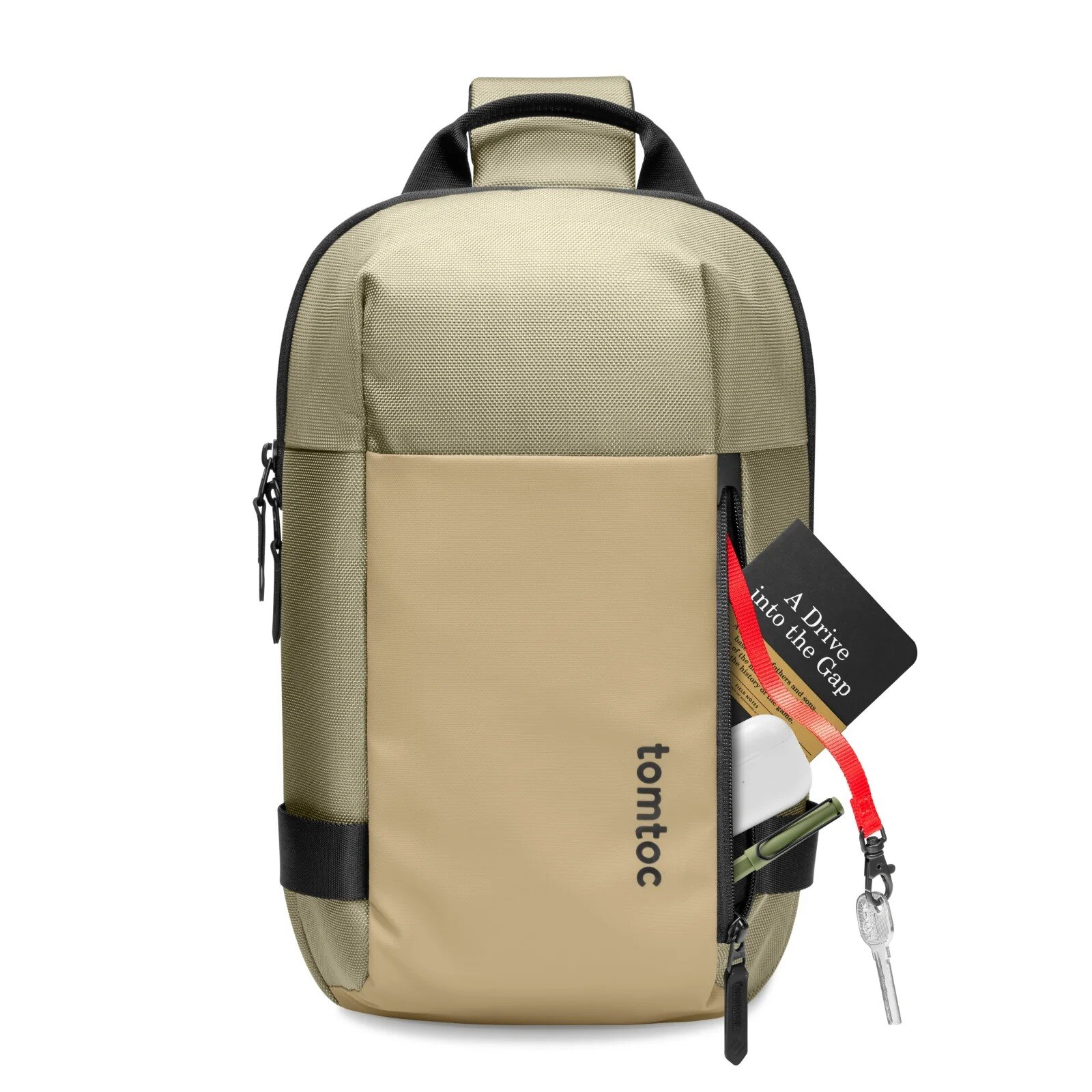 Rucsac geanta de umar Tomtoc Navigator-T24 Sling Bag M, Spatiu pentru laptop si accesorii, Khaki