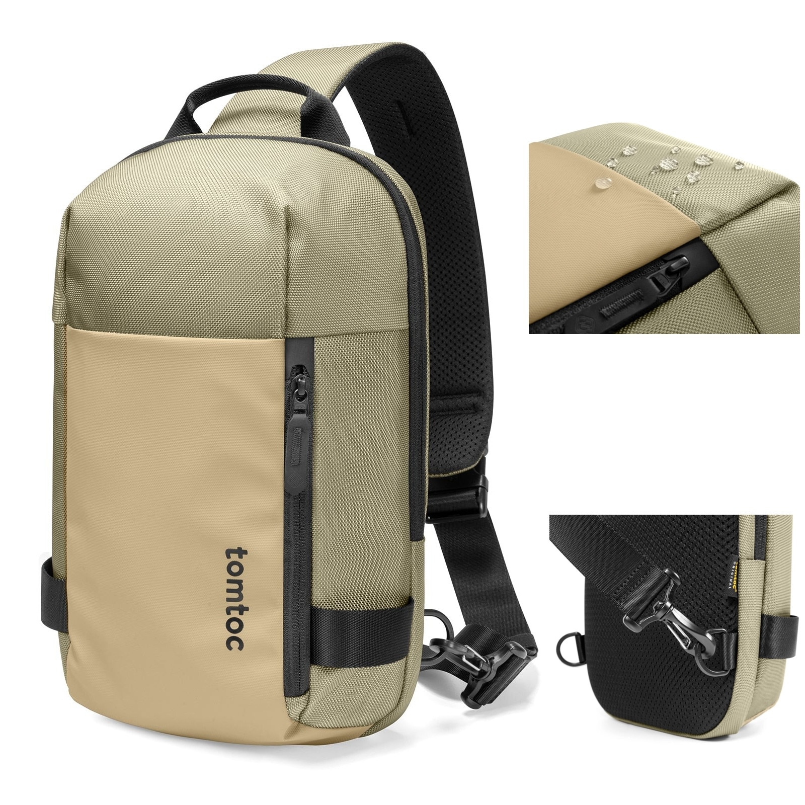 Rucsac geanta de umar Tomtoc Navigator-T24 Sling Bag M, Spatiu pentru laptop si accesorii, Khaki