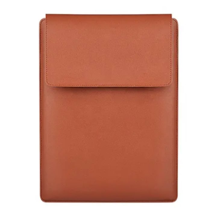Husa universala pentru MacBook din piele, cu suport si zona mousepad, Maro