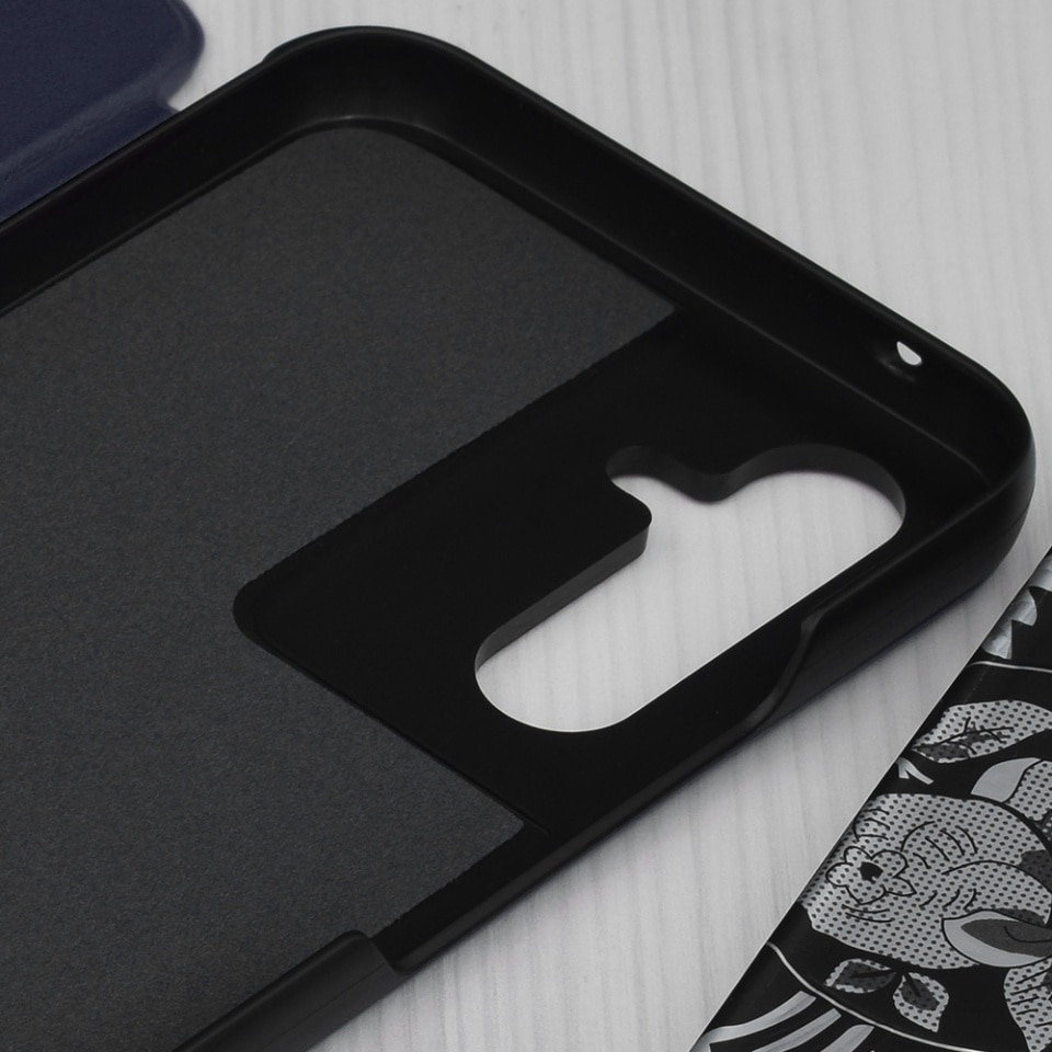 Husa pentru Samsung Galaxy A54, SKYDDAR INNOVATION, eFold, tip carte, set cu sticker, Albastru