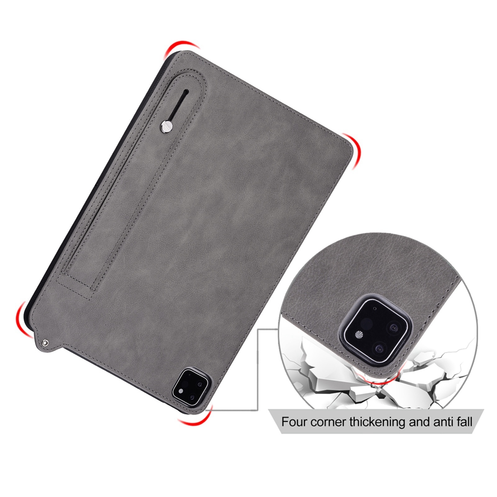 Husa tableta pentru Huawei MatePad SE 11 2024, piele TPU, spate cu curea de mana, gri