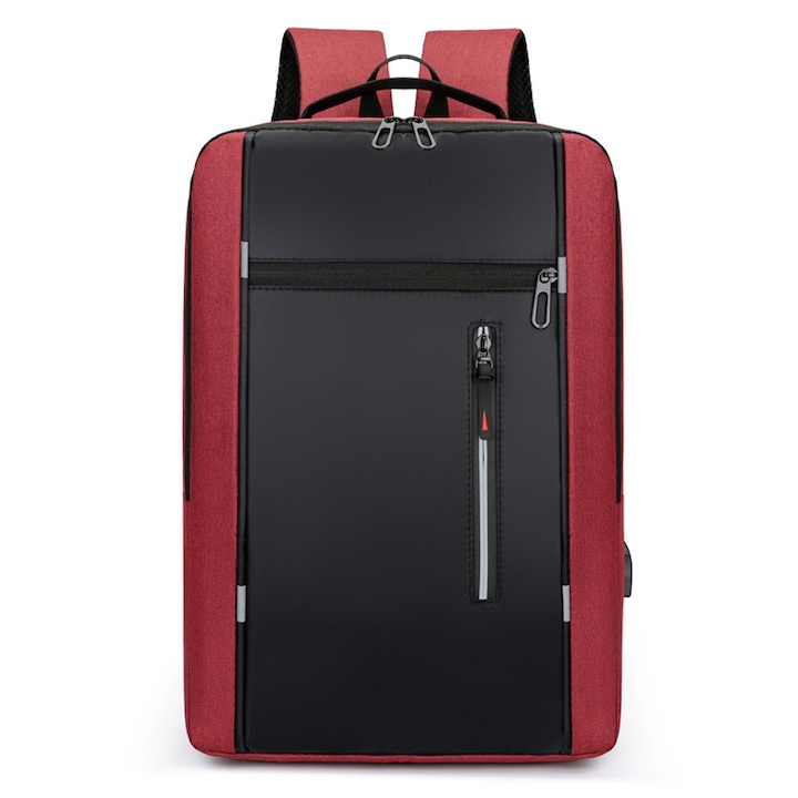 Rucsac laptop AMRINUGL, anti-furt, capacitate mare, impermeabil, rosu, 15.6 inch