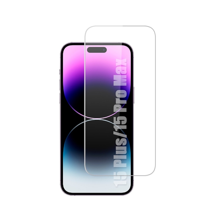 Folie sticla securizata pentru Iphone 15 Plus, 15 Pro Max, 16 Plus, Duritate 9H, JASFPTIP15PLUSMAX