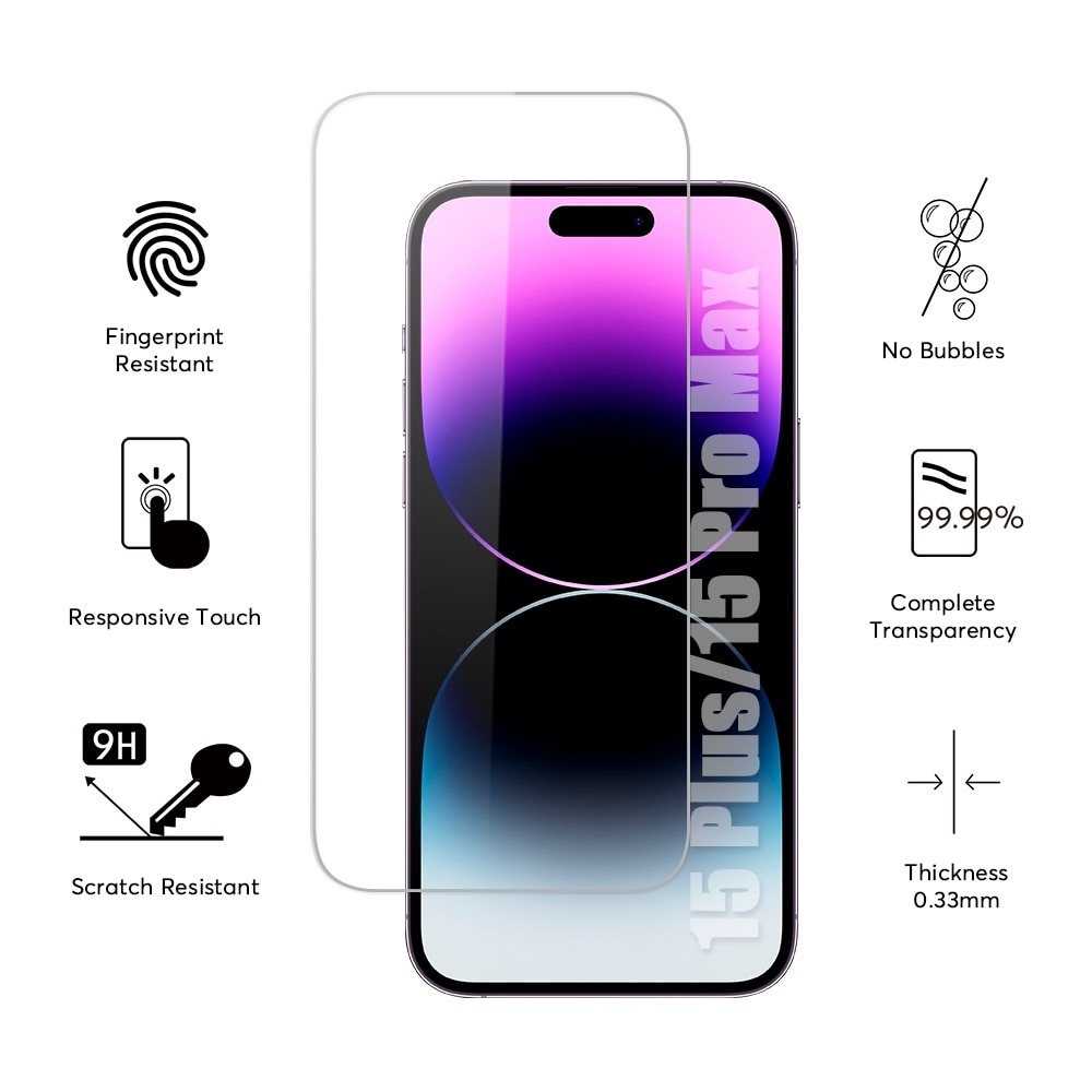 Folie sticla securizata pentru Iphone 15 Plus, 15 Pro Max, 16 Plus, Duritate 9H, JASFPTIP15PLUSMAX