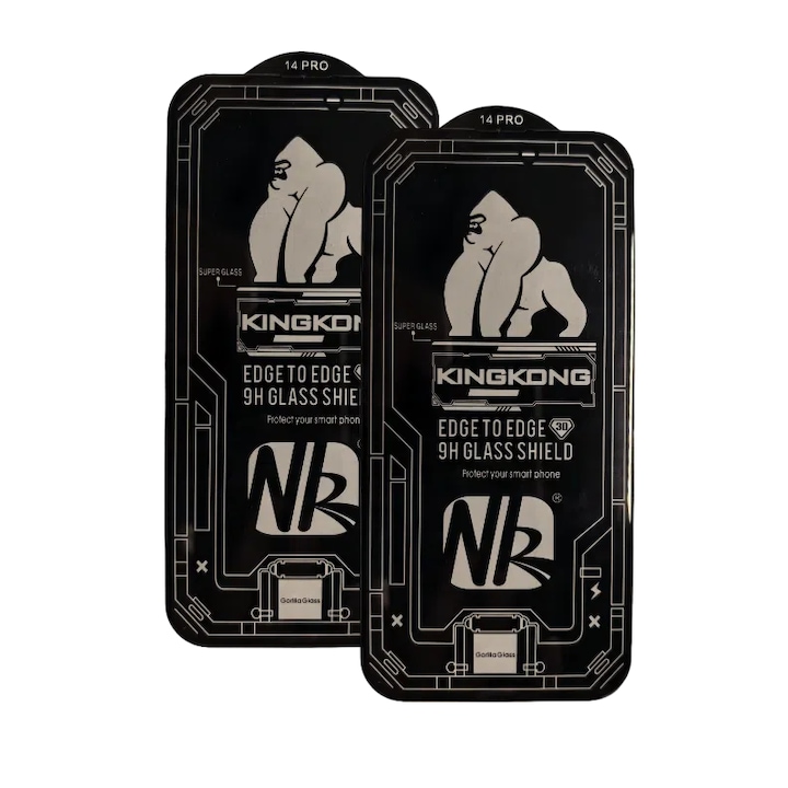 Set 2 folii protectie telefon, Kingkong, Sticla securizata, 9H, Pentru iPhone 14 Pro/15/16, Privacy