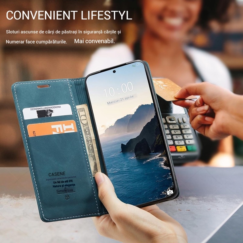 Husa compatibila cu Xiaomi 14T Pro, carcasa transparenta rezistenta la socuri cu suport inel magnetic. Husa pentru Xiaomi 14T Pro din silicon moale/TPU-Albastru