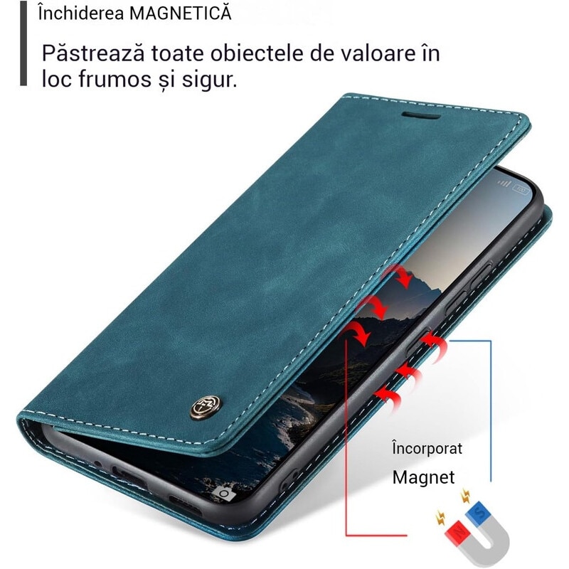 Husa compatibila cu Xiaomi 14T Pro, carcasa transparenta rezistenta la socuri cu suport inel magnetic. Husa pentru Xiaomi 14T Pro din silicon moale/TPU-Albastru