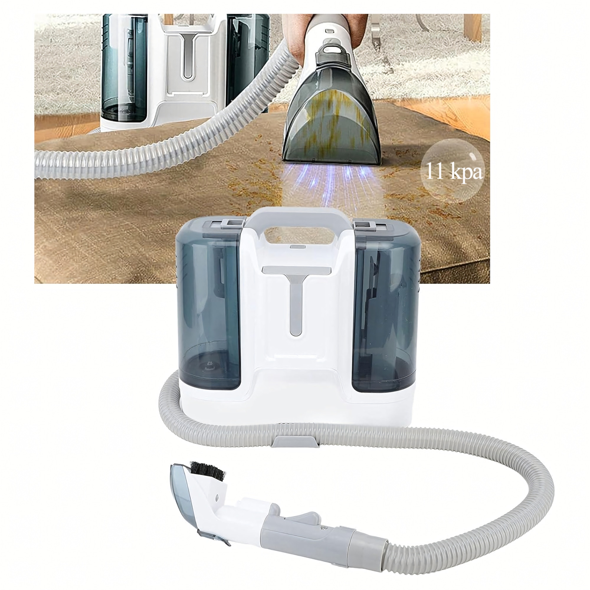 Aspirator portabil pentru covoare si tapiterie 450W VarioShop®, putere de aspirare 11 kPa, rezervor dublu, perii universale, ideal pentru curatarea casei si a masinii