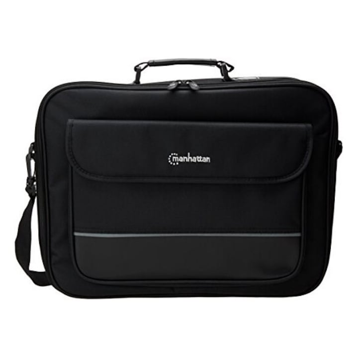 Geanta laptop 17", Manhattan, neagra, curea de umar