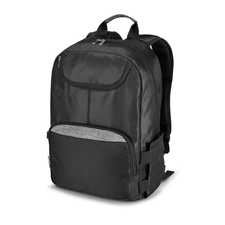 Rucsac Laptop 17 inch, Everestus, BE, 840D si 300D densitate mare, gri inchis, saculet de calatorie si eticheta bagaj incluse