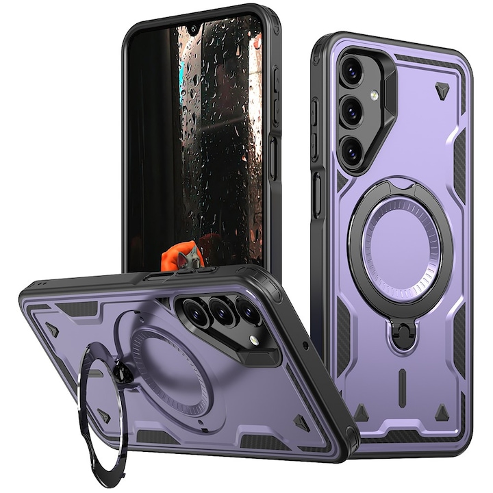 Husa military armour cu inel metalic, ALC MOBILE, compatibila cu Samsung Galaxy A56, Mov