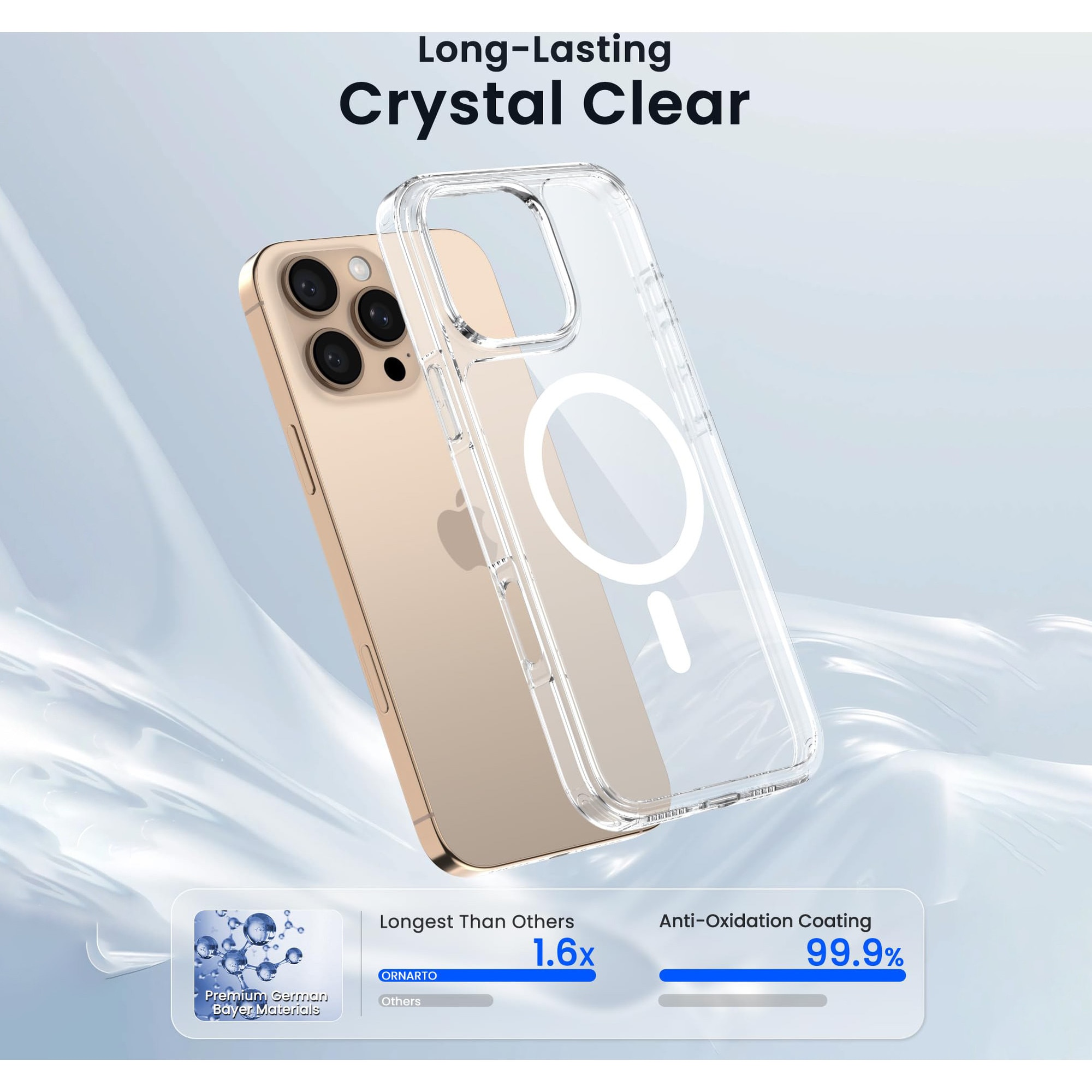 Husa de Protectie, MagSafe, MOGU, Compatibil iPhone 16 promax, impermeabila, rezistenta la zgarieturi, airbag anti-cadere, absorbtie de soc anti-coliziune pe patru fete, din material PC+TPU pentru rezistenta la ingalbenire, grosime 1,5mm, transparenta