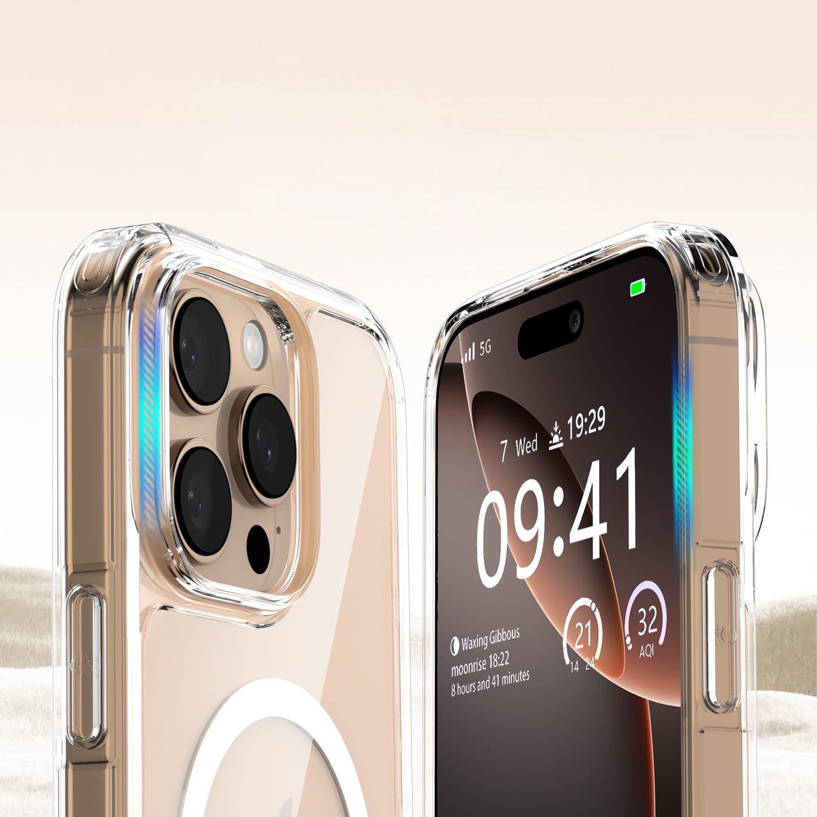 Husa de Protectie, MagSafe, MOGU, Compatibil iPhone 16 promax, impermeabila, rezistenta la zgarieturi, airbag anti-cadere, absorbtie de soc anti-coliziune pe patru fete, din material PC+TPU pentru rezistenta la ingalbenire, grosime 1,5mm, transparenta