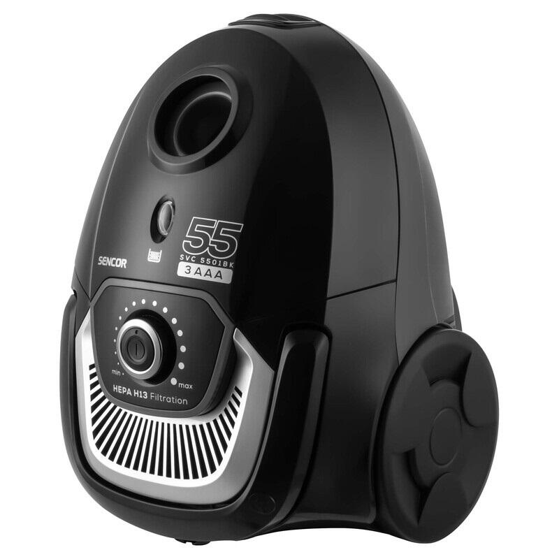 Aspirator cu sac, 700 W, Capacitate colectare 2 l, Filtru HEPA H13, Rebobinare automata, Negru