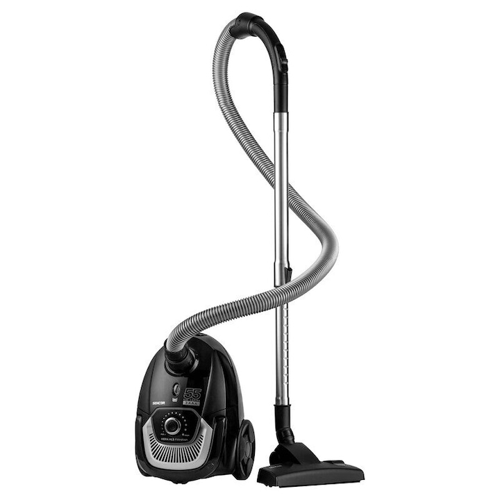 Aspirator cu sac, 700 W, Capacitate colectare 2 l, Filtru HEPA H13, Rebobinare automata, Negru