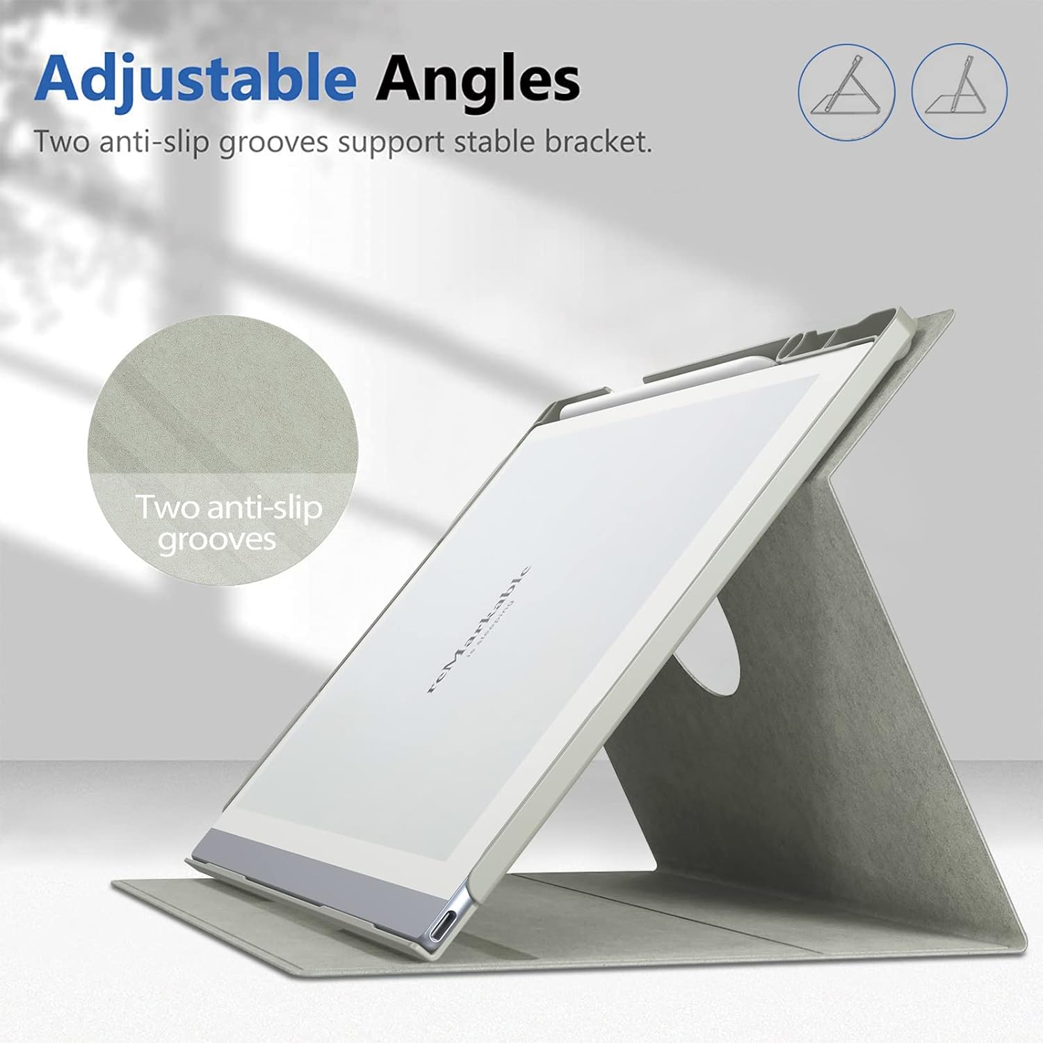Husa compatibila reMarkable 2, permite rotatie completa 360 grade, gri