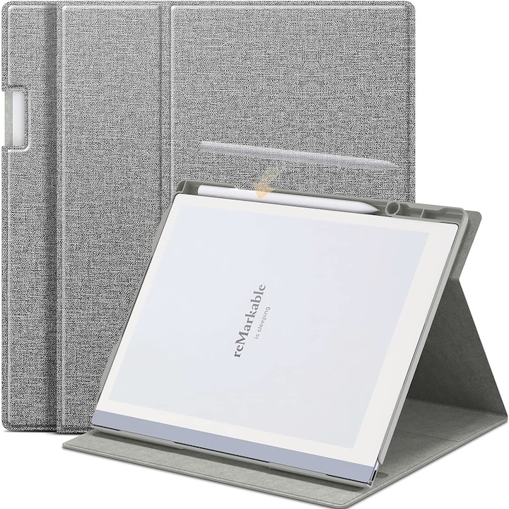 Husa compatibila reMarkable 2, permite rotatie completa 360 grade, gri
