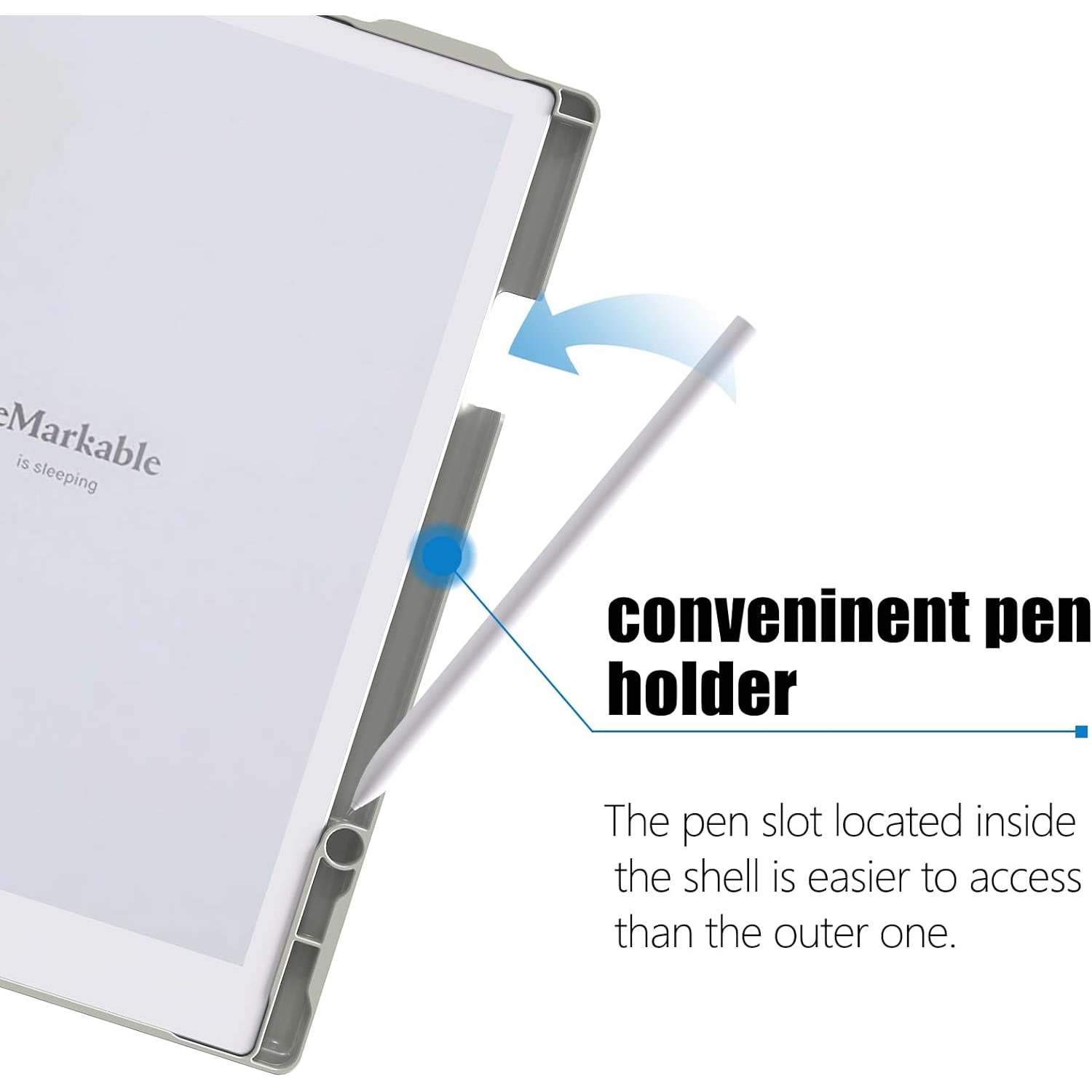 Husa compatibila reMarkable 2, permite rotatie completa 360 grade, gri