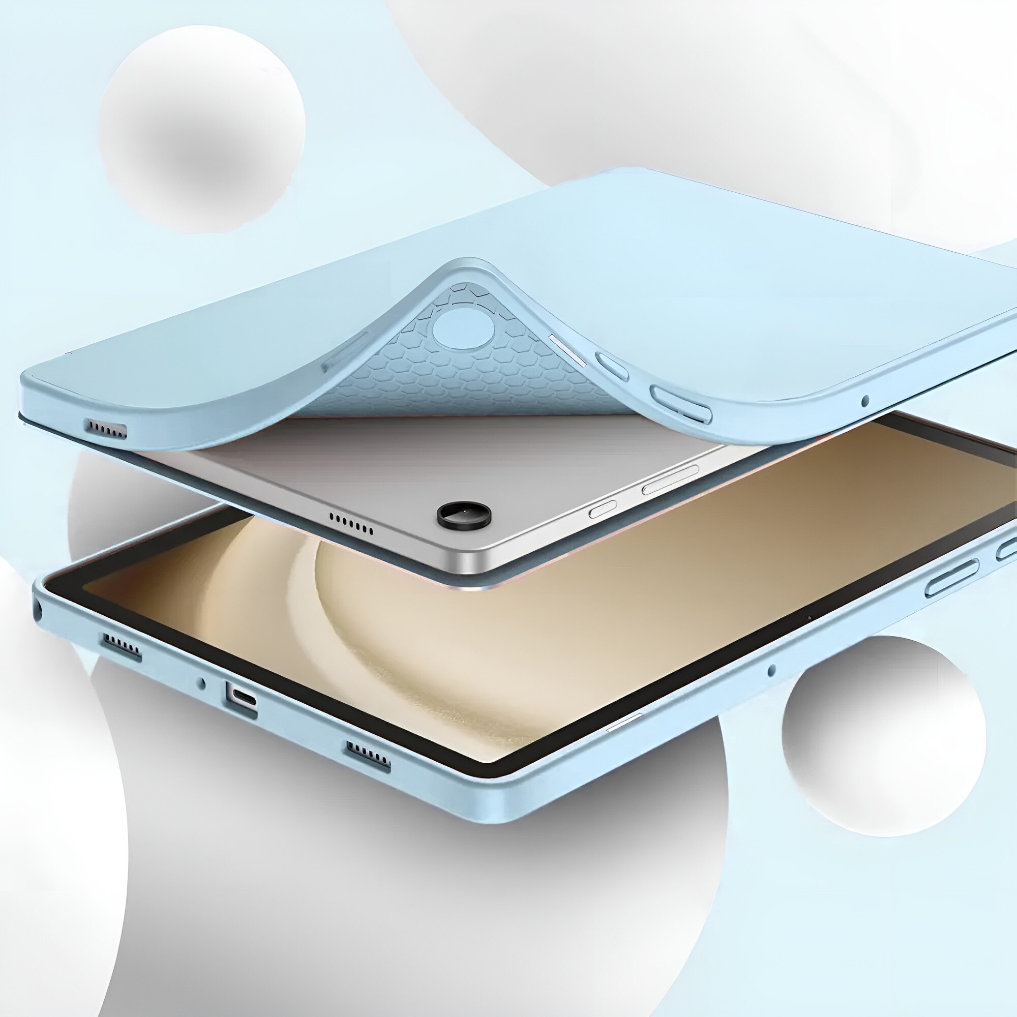 Etui Tri-fold pentru tableta Samsung Galaxy Tab A11+, protectie 360, albastru