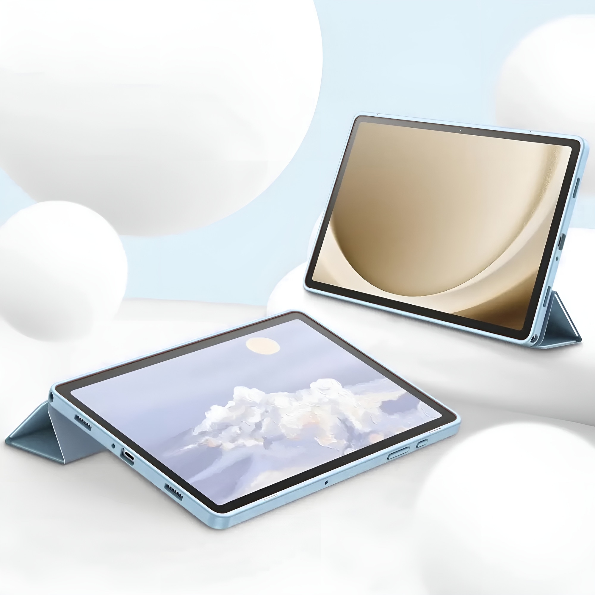 Etui Tri-fold pentru tableta Samsung Galaxy Tab A11+, protectie 360, albastru