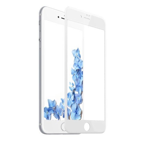 Folie protectie ecran din sticla curbata iPhone 8 / iPhone 7 pentru tot ecranul (Full Cover) curbata 3D, Alba