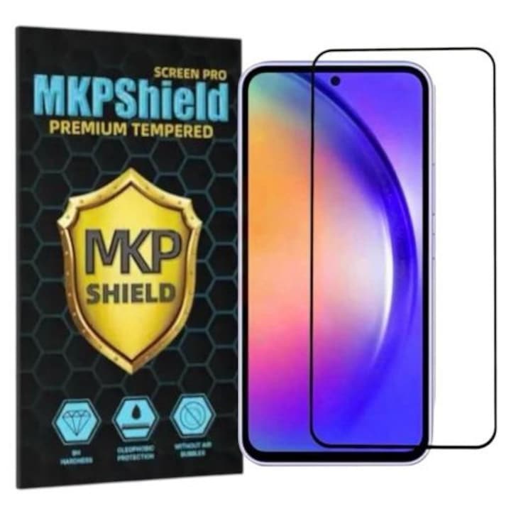 Folie Protectie Sticla securizata Mkpshield, compatibila Samsung Galaxy A15, Full Glue, Ultra HD, Margini Negre