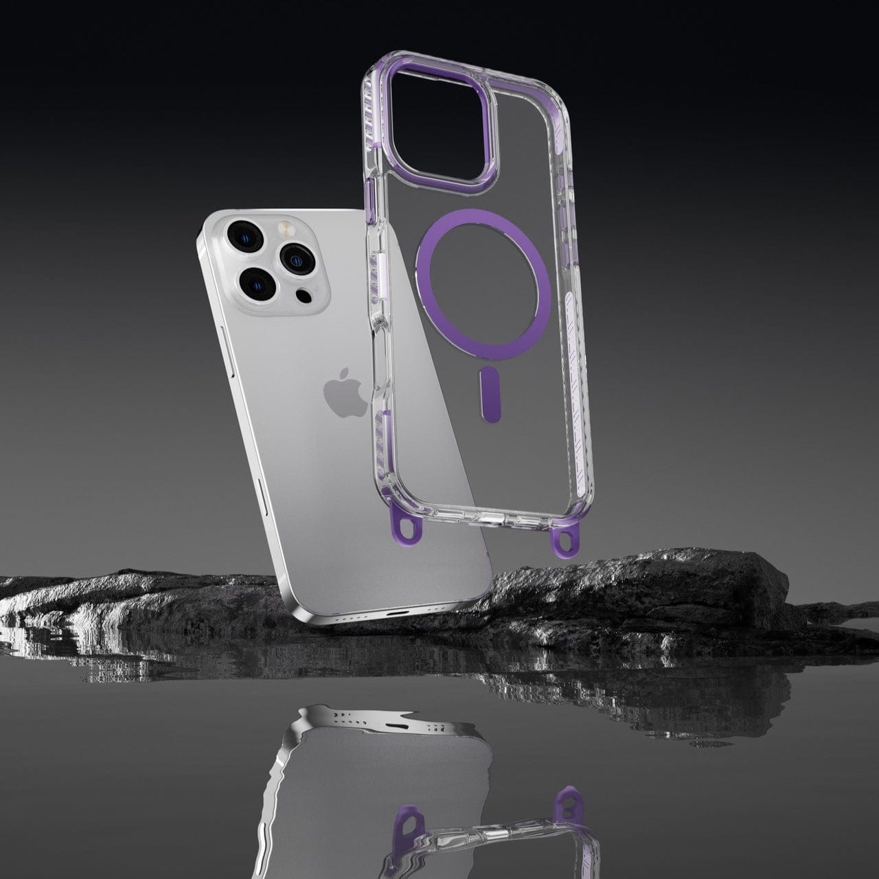 Husa pentru Apple iPhone 16 Pro Max Daden®, Snur detasabil, Antisoc, Protectie Superioara, Bumper interior, Magsafe, Transparenta cu Negru