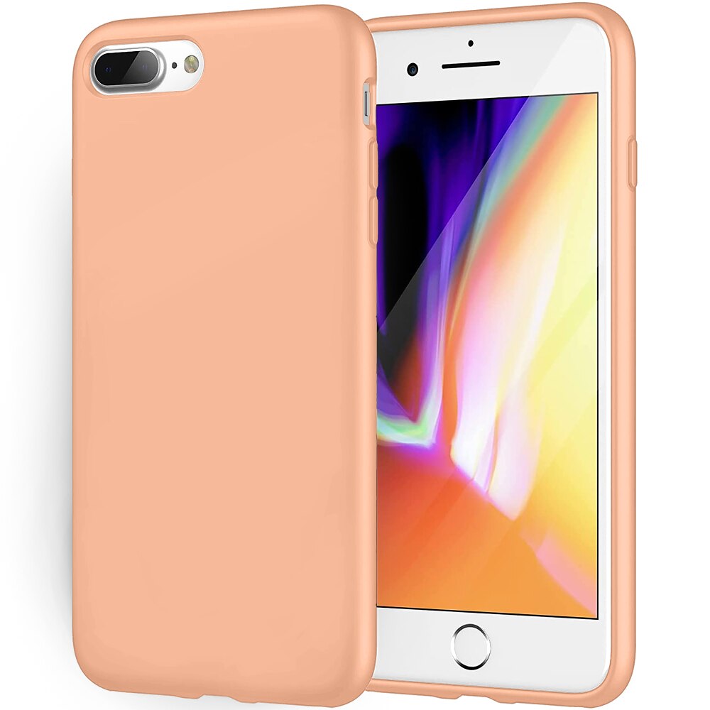 Husa CASEY STUDIOS™ pentru Apple iPhone 7 Plus / 8 Plus, Soft Silicone Premium, Microfibra in Interior, Pink Sand, de Protectie, Ultra Slim, pentru Incarcare Wireless, Margini Ridicate pentru Protectia Ecranului si a Camerelor