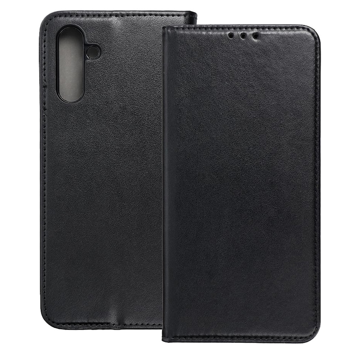 Husa telefon compatibilă cu Samsung Galaxy A17 4G / A17 5G, tip carte, închidere magnetică, cu suport card bancar, negru