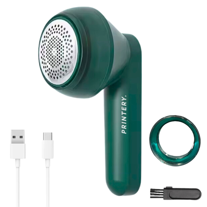 Aparat de Curatat Scame, PRINTERY, Reincarcabil prin USB, Rotire a lamei de 8800 rotatii/min, Perie si Cablu Incarcare Incluse, Verde