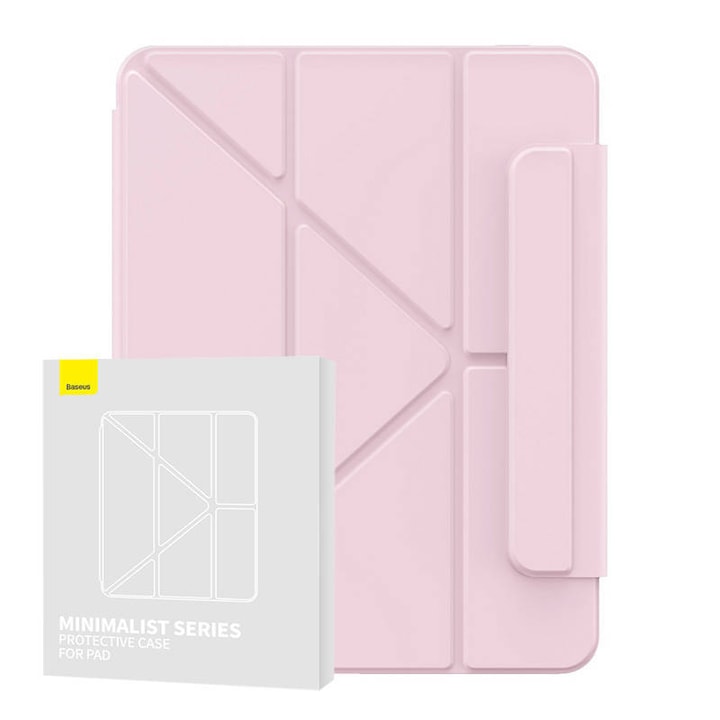 Husa tableta, Baseus, Compatibil cu Apple Pad Air4/Air5 10.9", TPU, Suport integrat, Roz deschis