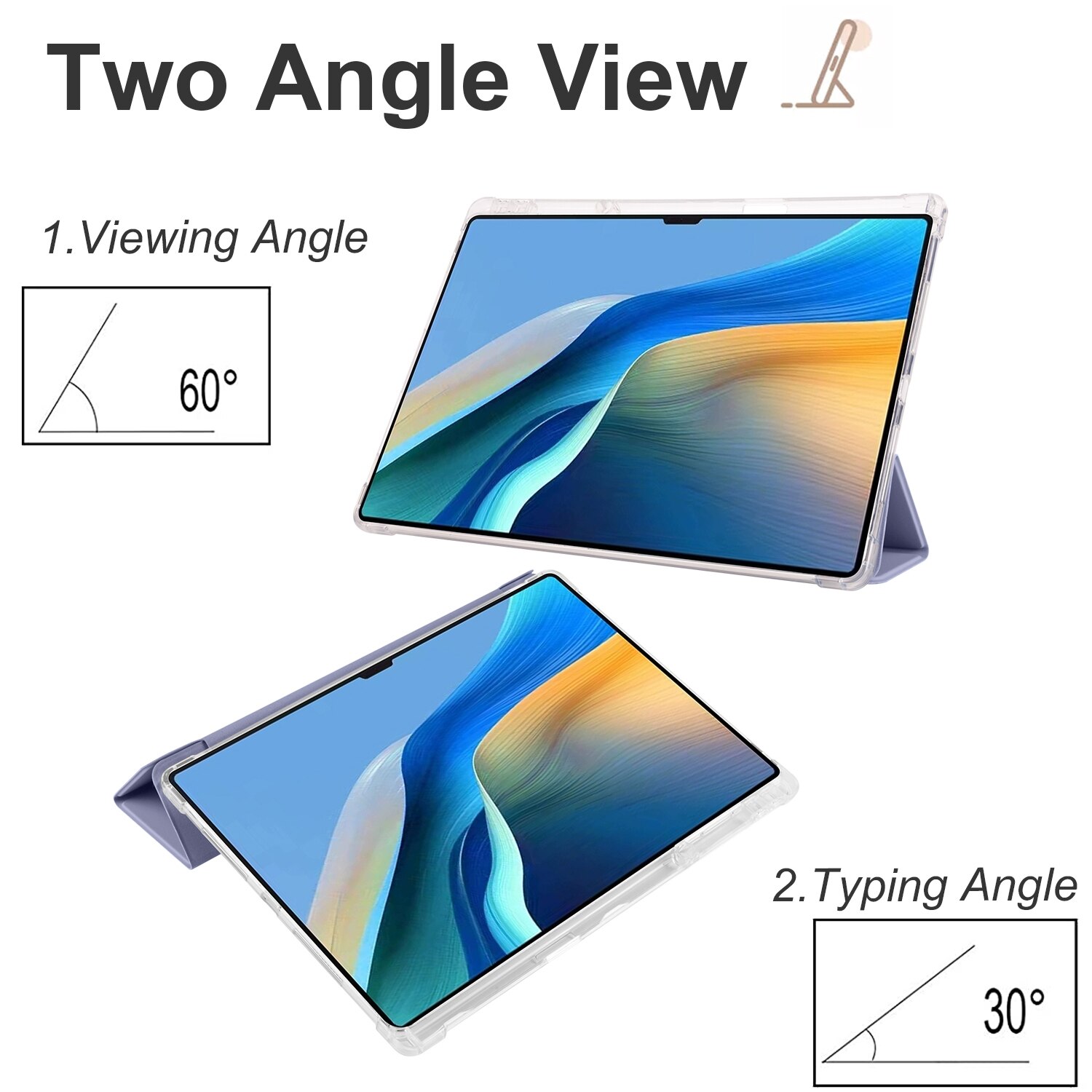 Husa tableta pentru Huawei MatePad Pro 13.2 2023, TPU transparent cu pliere in 3, piele inteligenta, violet