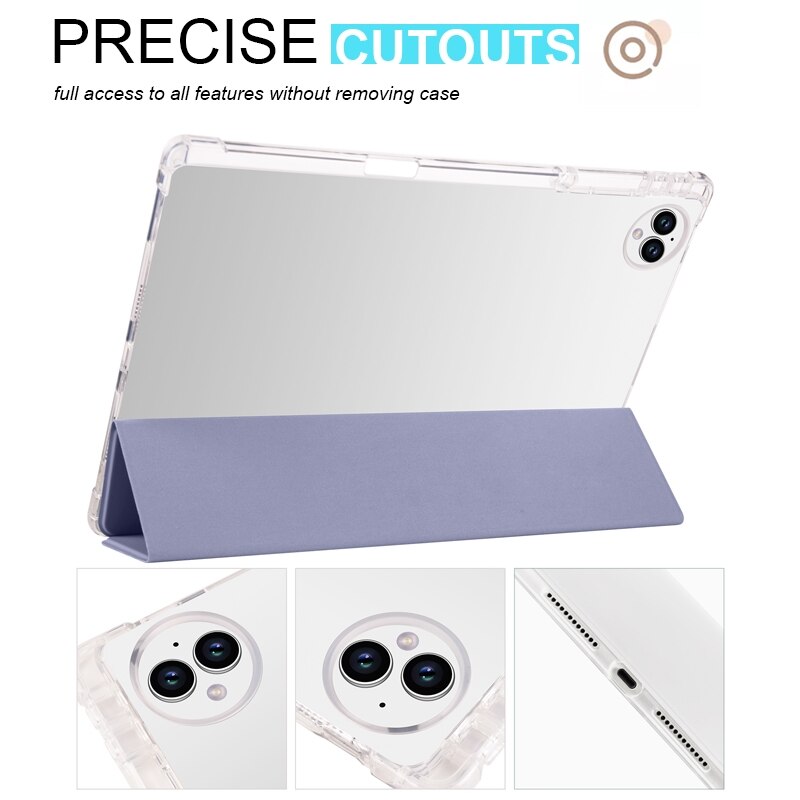 Husa tableta pentru Huawei MatePad Pro 13.2 2023, TPU transparent cu pliere in 3, piele inteligenta, violet
