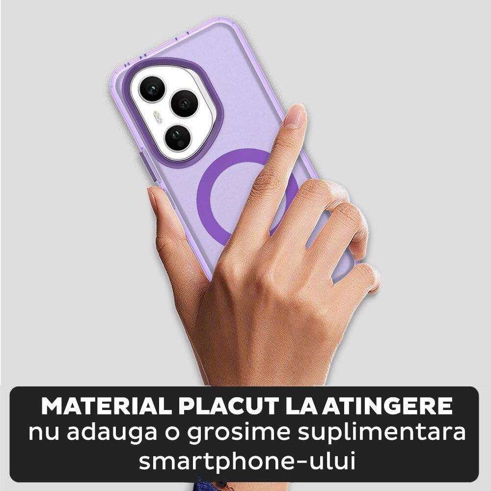 Husa pentru Honor 400 Pro DaDen® CandyCase MagSafe, Antisoc, Incarcare wireless, Butoane protejate, Mov