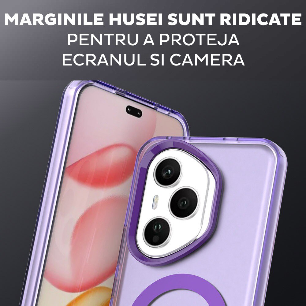 Husa pentru Honor 400 Pro DaDen® CandyCase MagSafe, Antisoc, Incarcare wireless, Butoane protejate, Mov
