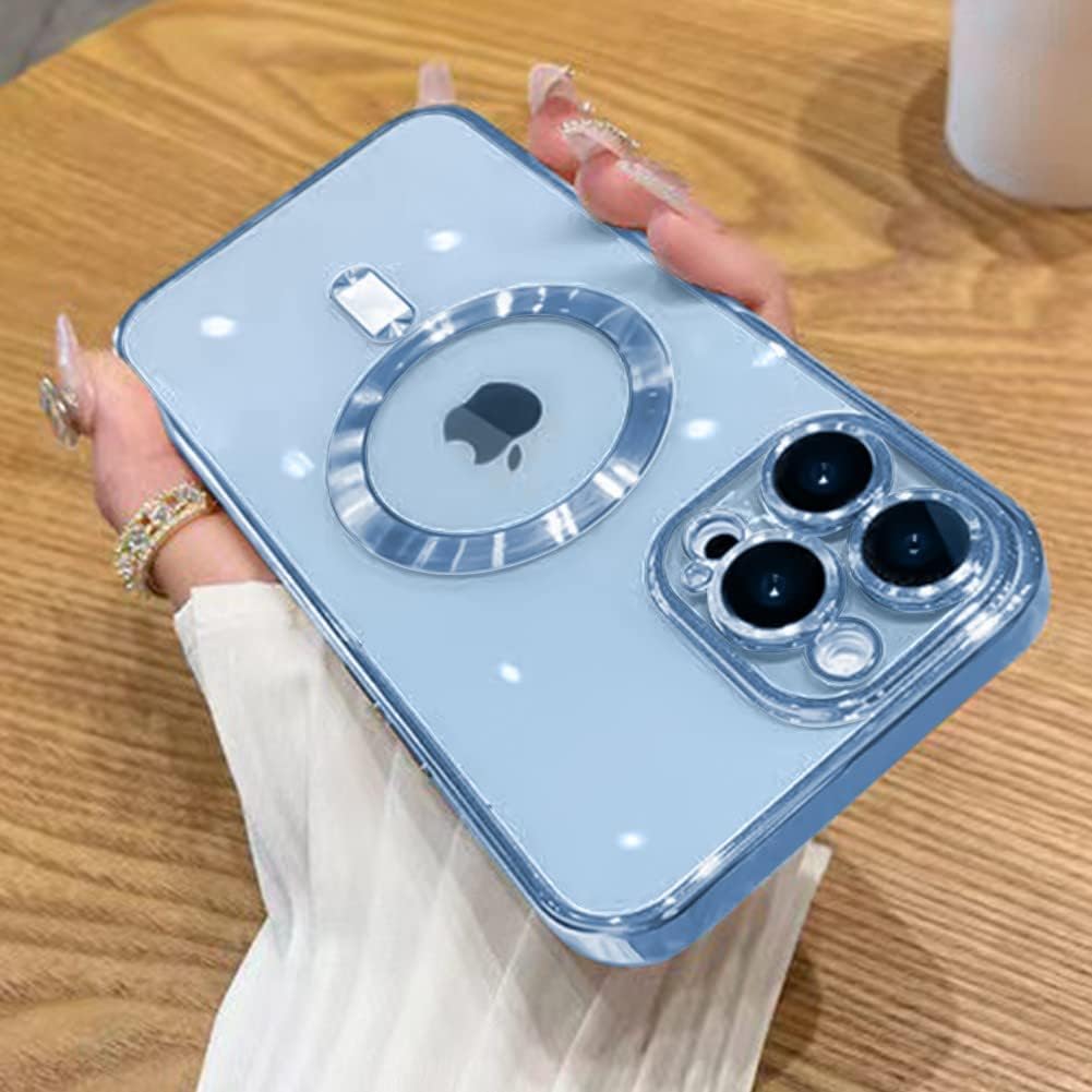 Husa din silicon cu margini metalizate Ultra-Soft, Luxury Magsafe, compatibila cu iPhone 11 / Albastru