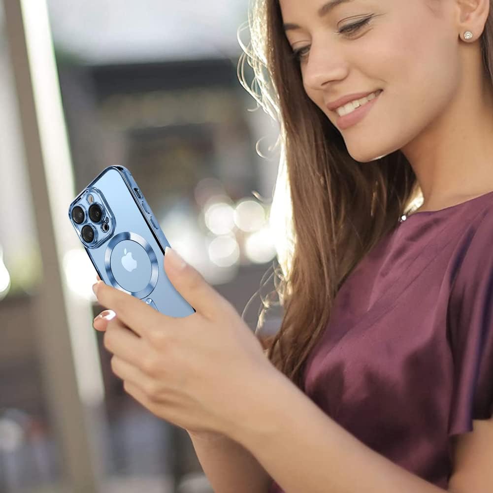 Husa din silicon cu margini metalizate Ultra-Soft, Luxury Magsafe, compatibila cu iPhone 11 / Albastru