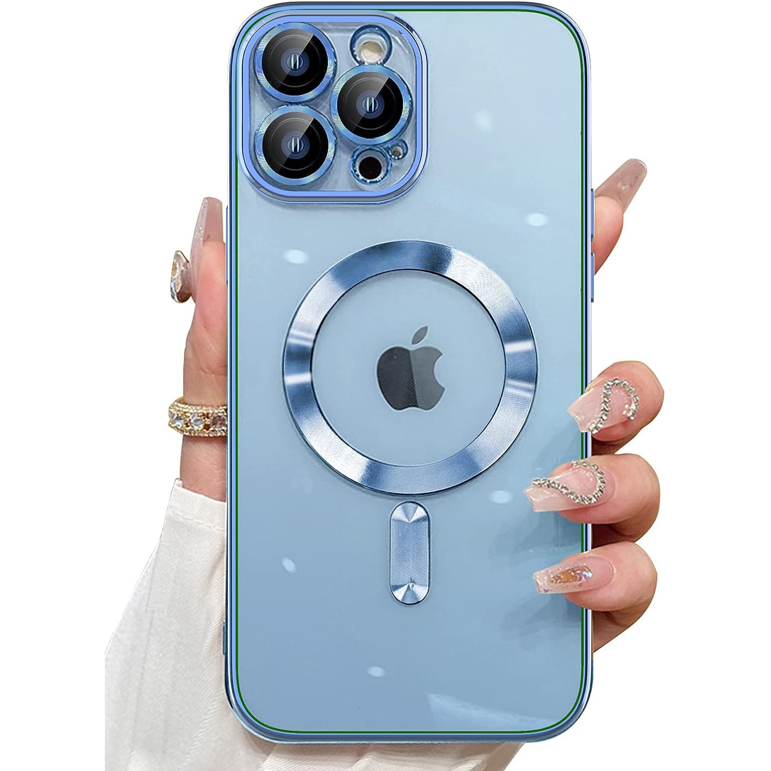 Husa din silicon cu margini metalizate Ultra-Soft, Luxury Magsafe, compatibila cu iPhone 11 / Albastru