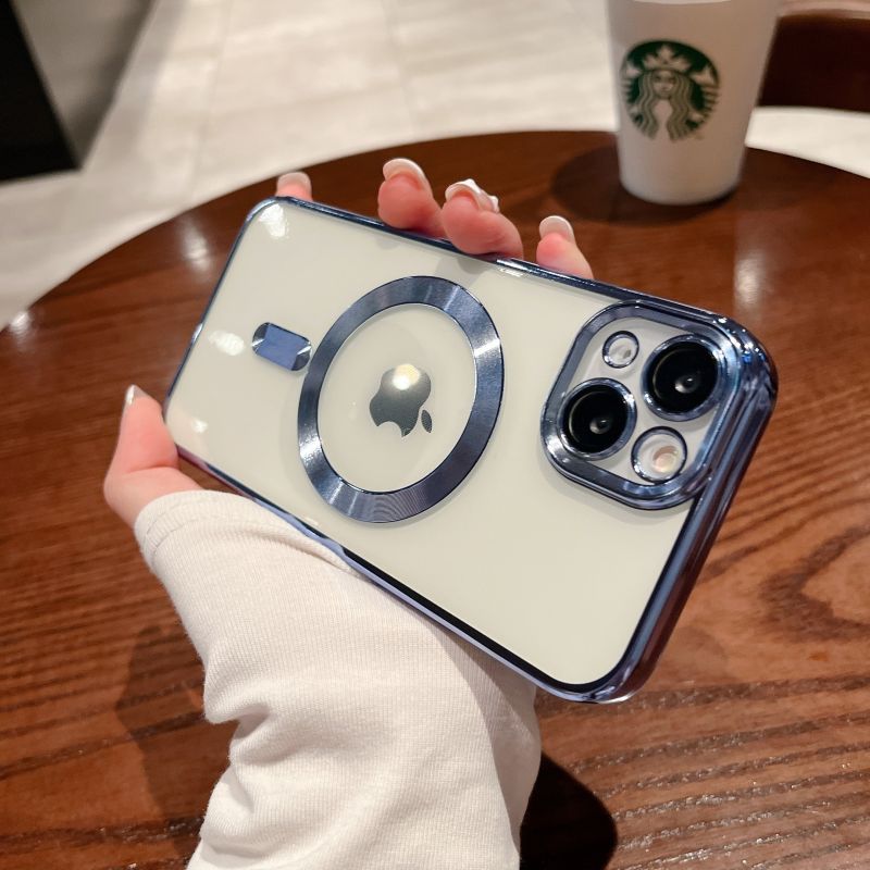 Husa din silicon cu margini metalizate Ultra-Soft, Luxury Magsafe, compatibila cu iPhone 11 / Albastru