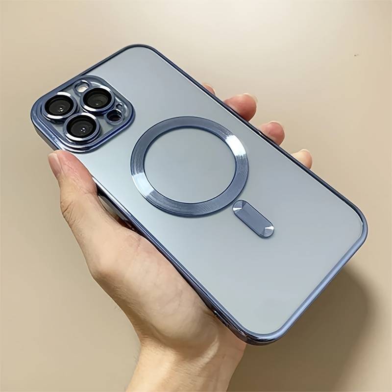 Husa din silicon cu margini metalizate Ultra-Soft, Luxury Magsafe, compatibila cu iPhone 11 / Albastru