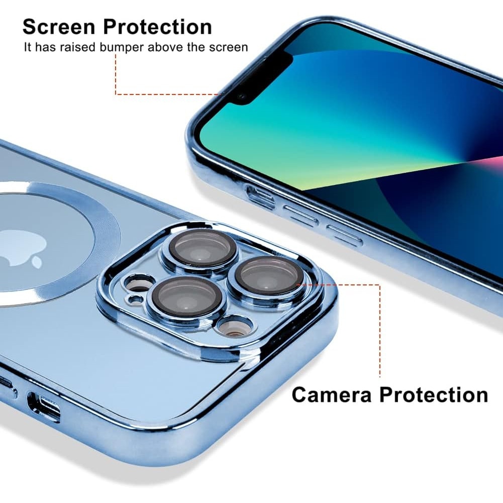 Husa din silicon cu margini metalizate Ultra-Soft, Luxury Magsafe, compatibila cu iPhone 11 / Albastru